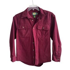 Cabelas Mens Chamois Shirt Jacket Red Heavyweight Cotton Flannel Size Medium